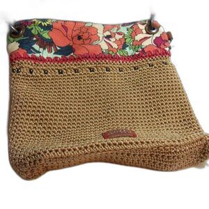 Sakroots Crossbody Bag  Woven Floral Design Butterfly Charm Adjustable Strap